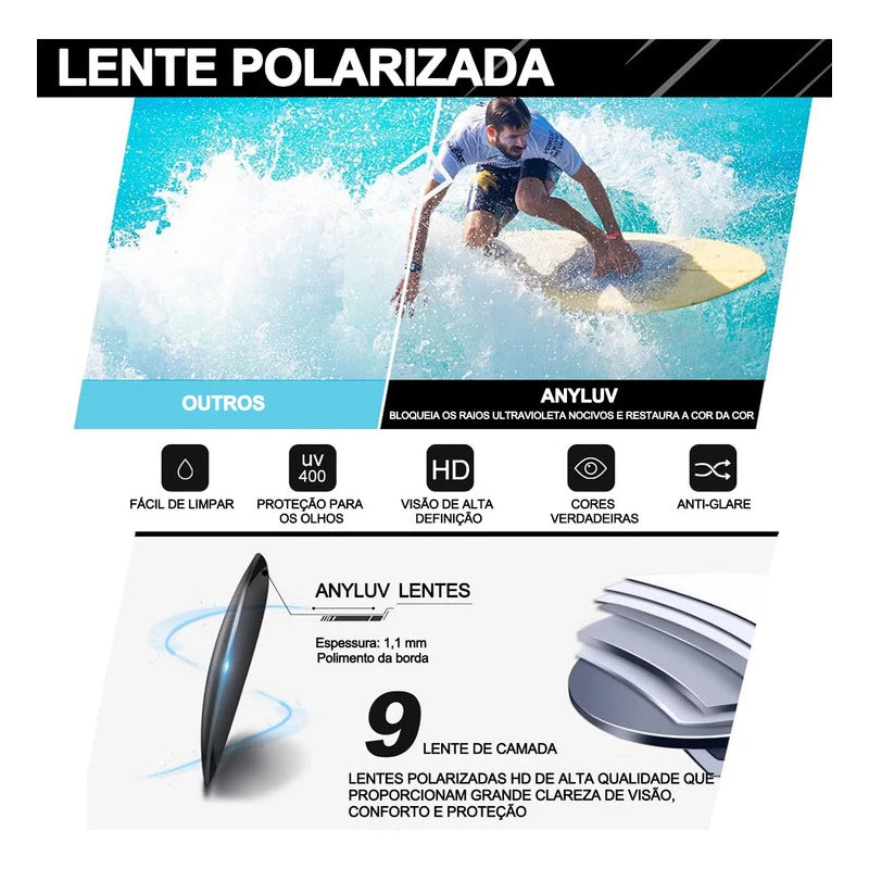 Óculos polarizados para homens e mulheres, lentes espelhadas, óculos esportivos, nova moda